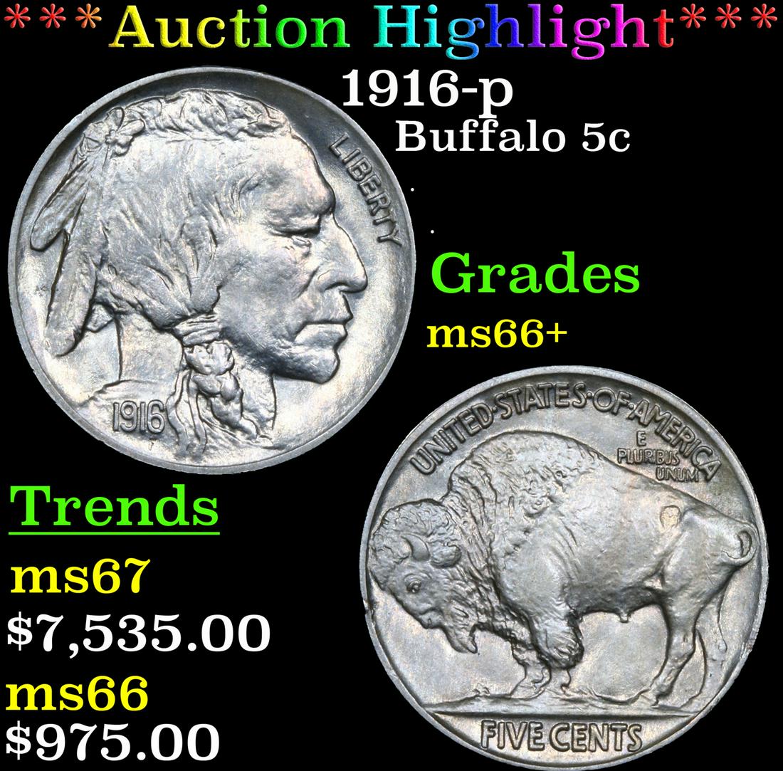 *Highlight* 1916-p Buffalo 5c Graded ms66+ (1 of 5)