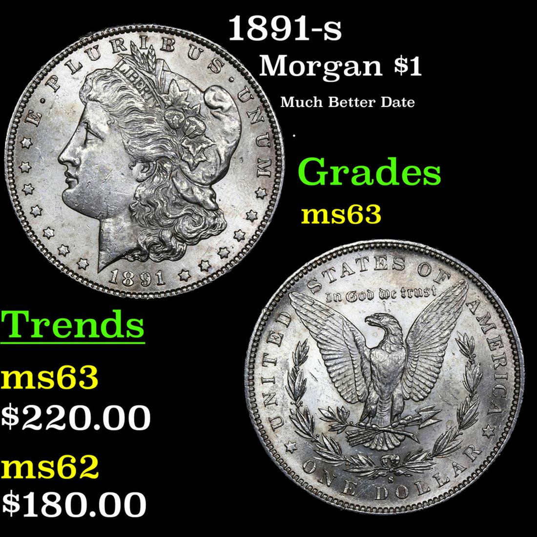 1891-s Morgan Dollar $1 Grades Select Unc (1 of 3)