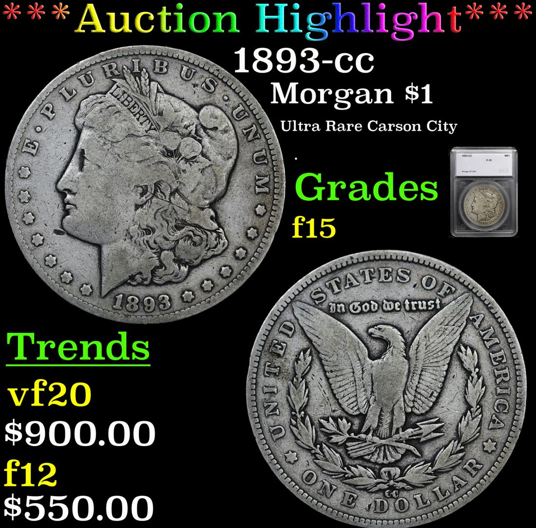 1893-cc Morgan Dollar $1 Graded f15 By SEGS (1 of 5)