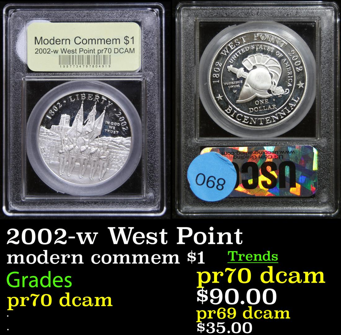 Proof 2002-w West Point Modern Commem Dollar $1 Graded GEM++ Proof Deep Cameo By USCG (1 of 3)