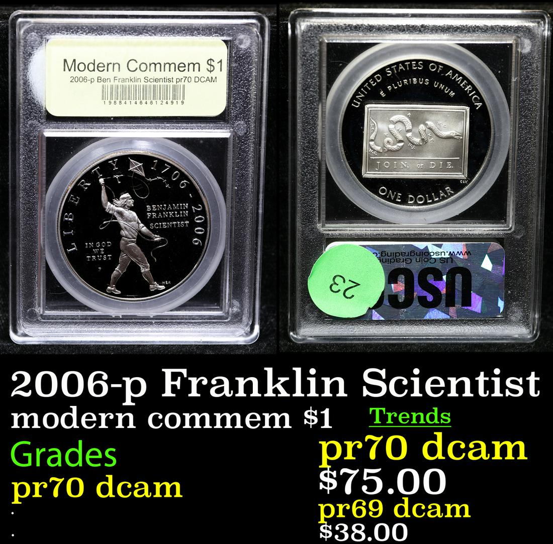 Proof 2006-p Franklin Scientist Modern Commem Dollar $1 Graded GEM++ Proof Deep Cameo By USCG (1 of 3)