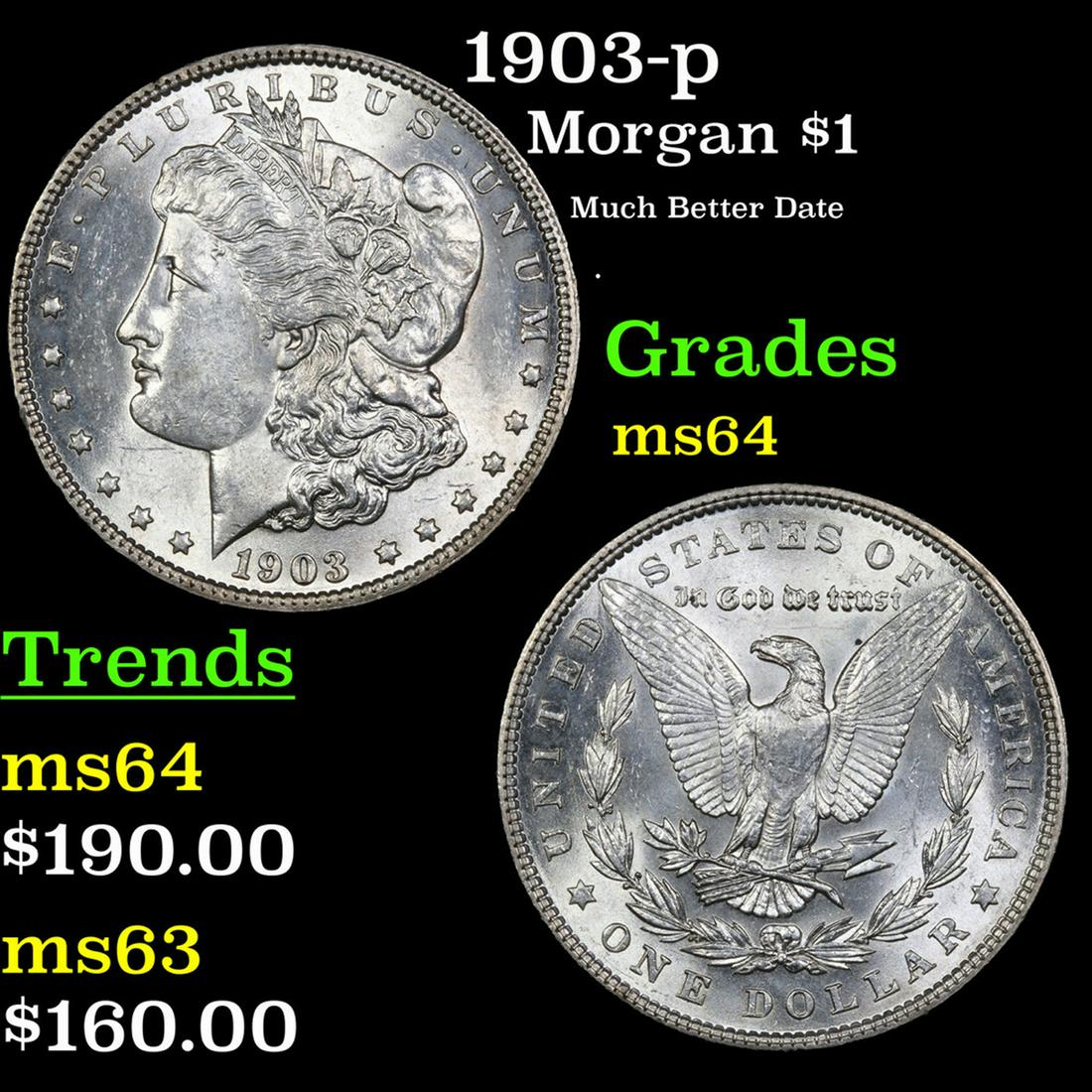 1903-p Morgan Dollar $1 Grades Choice Unc (1 of 3)