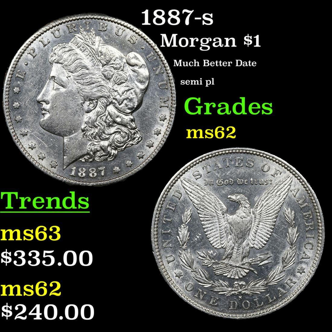 1887-s Morgan Dollar $1 Grades Select Unc (1 of 3)