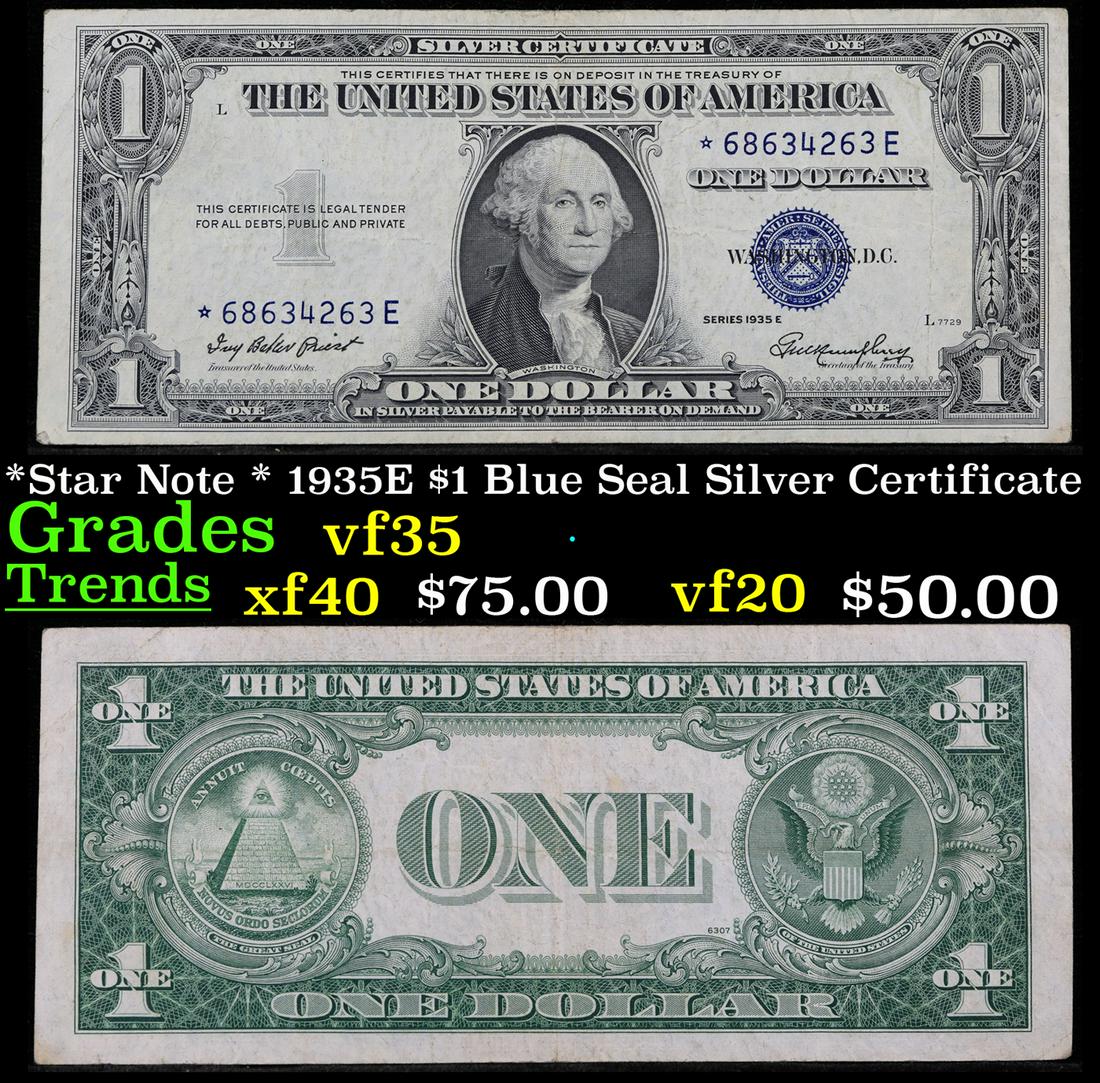 *Star Note * 1935E $1 Blue Seal Silver Certificate Grades vf++ (1 of 3)