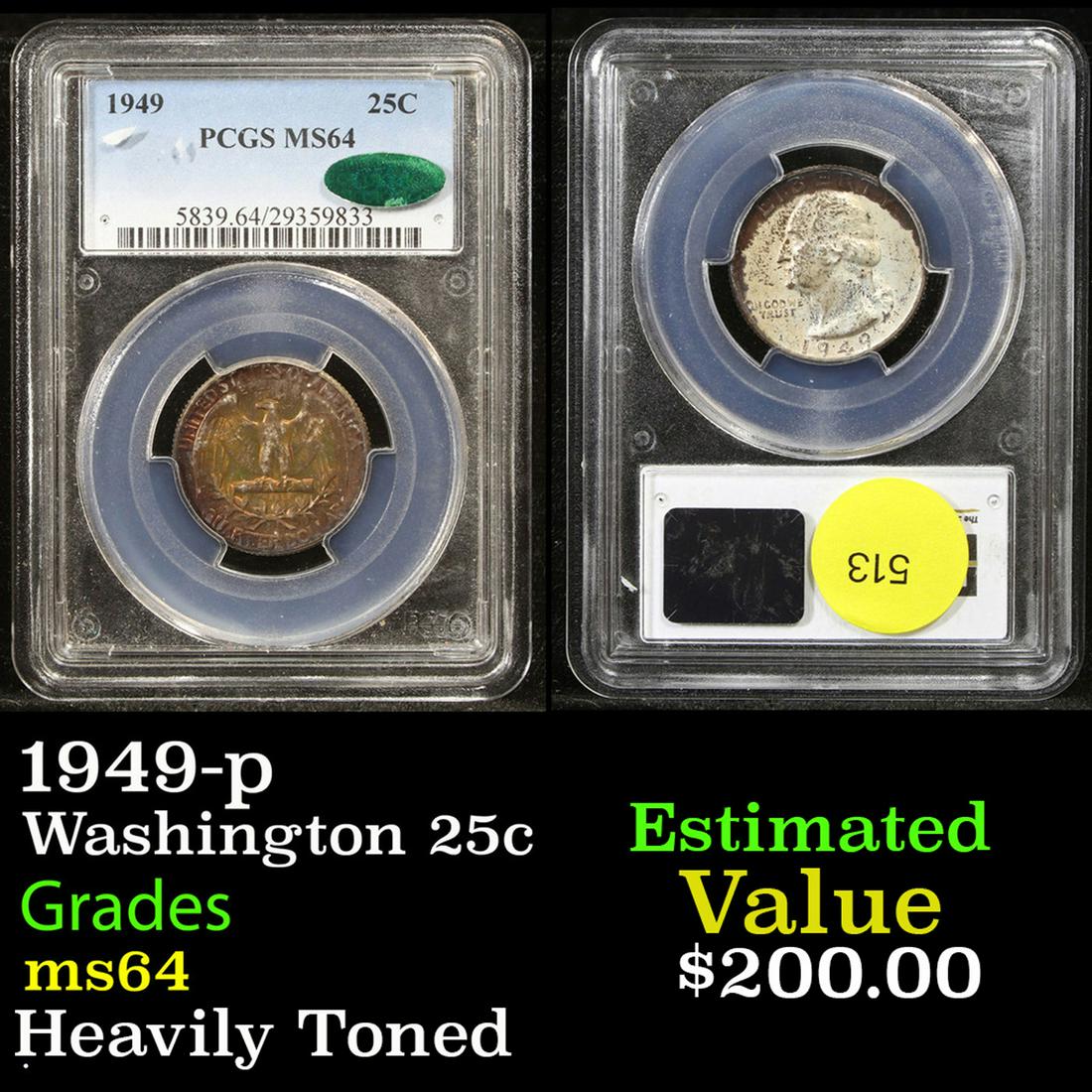 PCGS 1949-p Washington Quarter 25c Graded ms64 By PCGS (1 of 3)