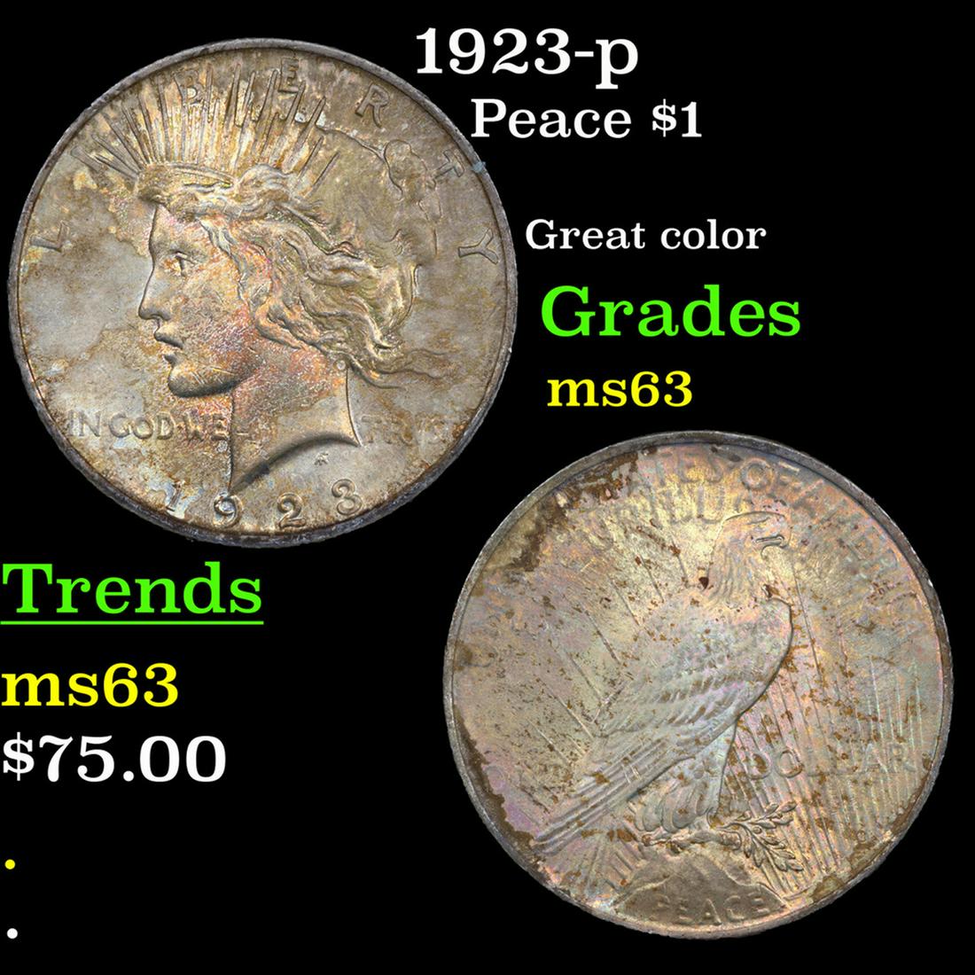 1923-p Peace Dollar $1 Grades Select Unc (1 of 3)