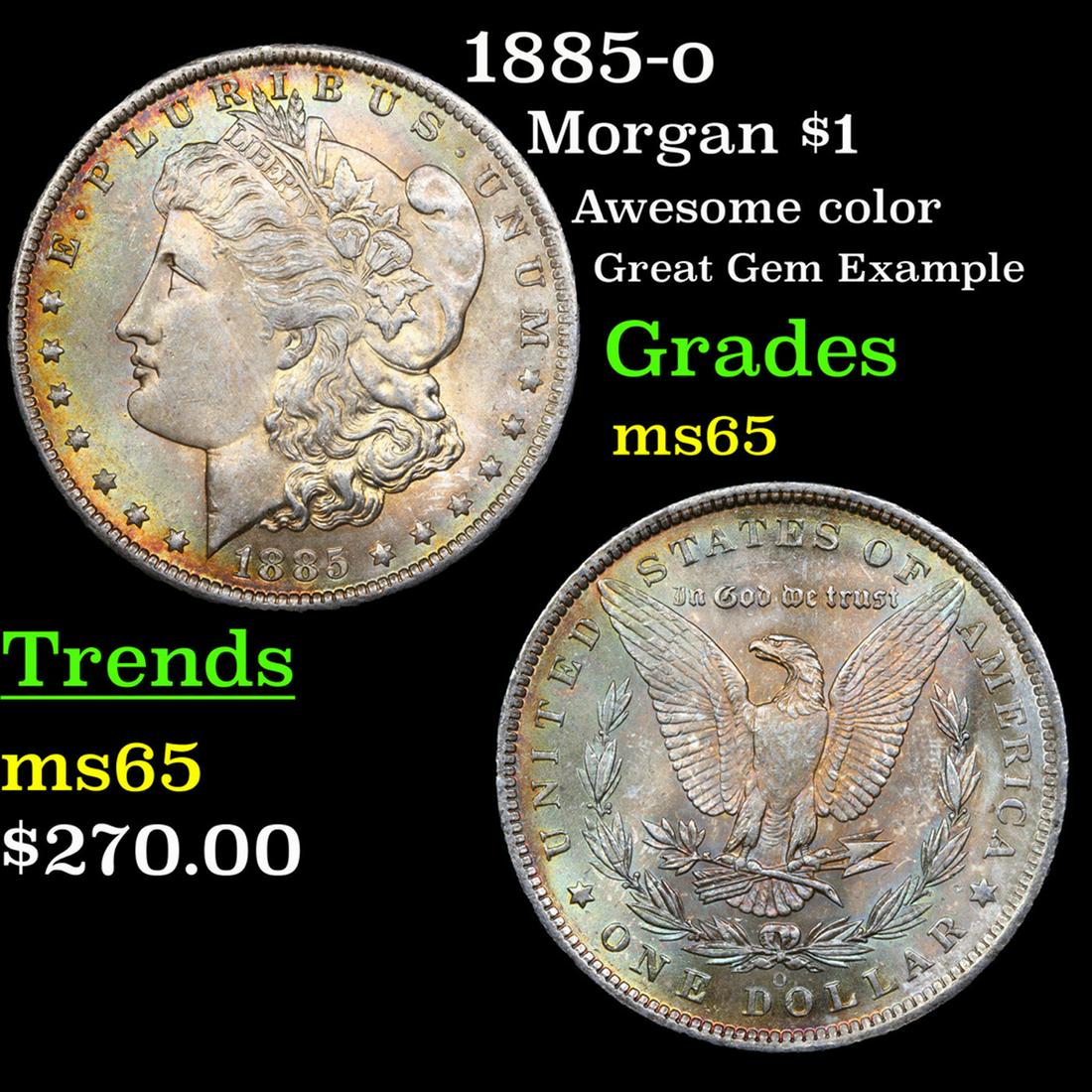 1885-o Morgan Dollar $1 Grades GEM Unc (1 of 3)