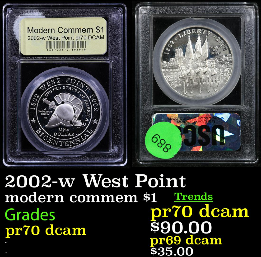 Proof 2002-w West Point Modern Commem Dollar $1 Graded GEM++ Proof Deep Cameo By USCG (1 of 3)