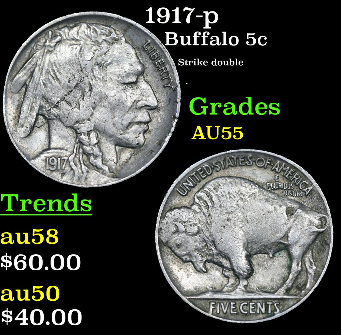 1917-p Buffalo Nickel 5c Grades Choice AU (1 of 3)