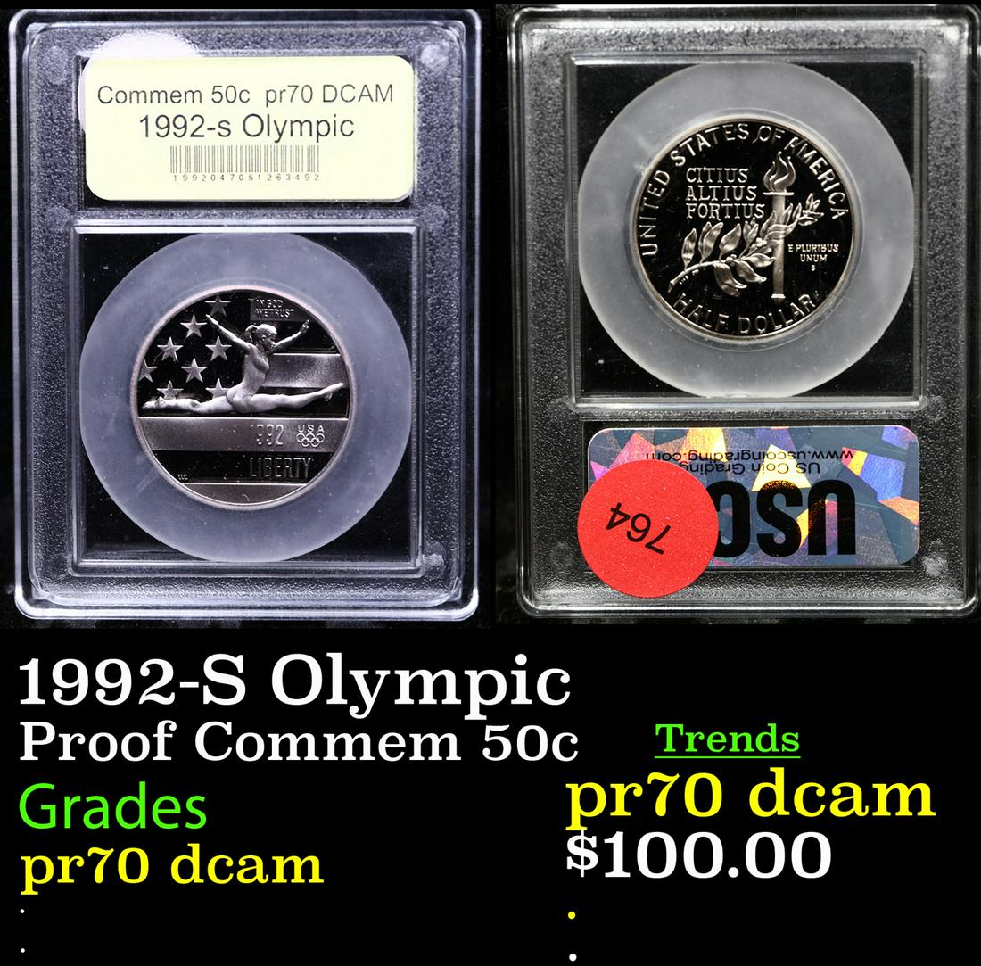 Proof 1992-S Olympic Modern Commem Half Dollar 50c Graded GEM++ Proof Deep Cameo By USCG (1 of 3)