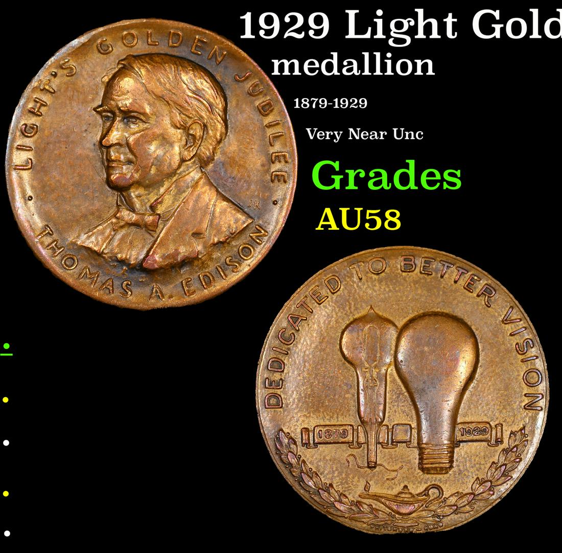 1929 Light Golden Jubilee Thomas A.Edison  Grades Choice AU/BU Slider (1 of 3)