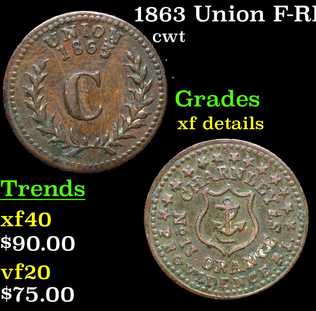 1863 Union F-RI-700-C-3a cwt Grades xf details (1 of 3)