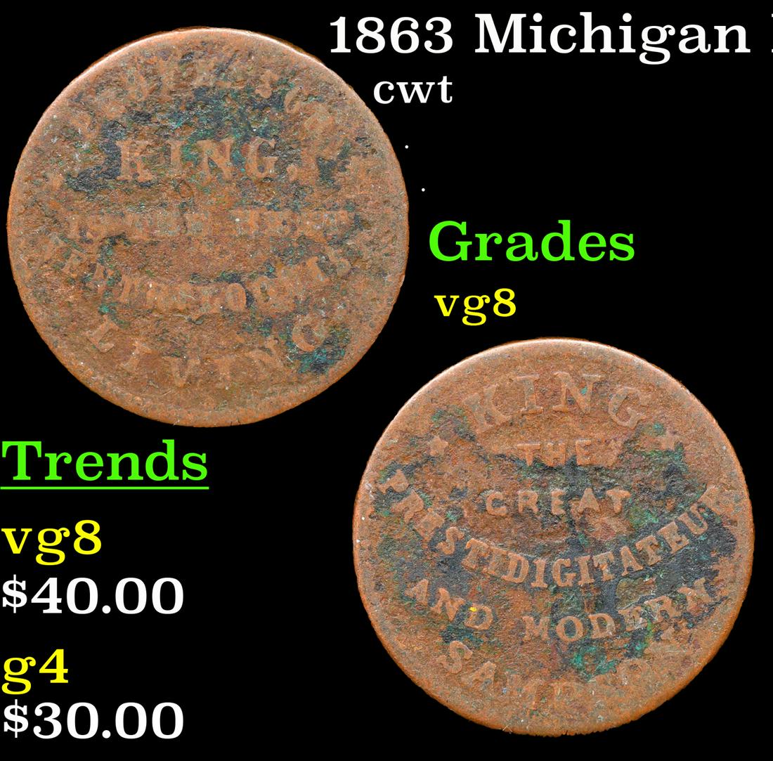 1863 Michigan F-225-AN-2a R-7 cwt Grades vg, very good (1 of 3)