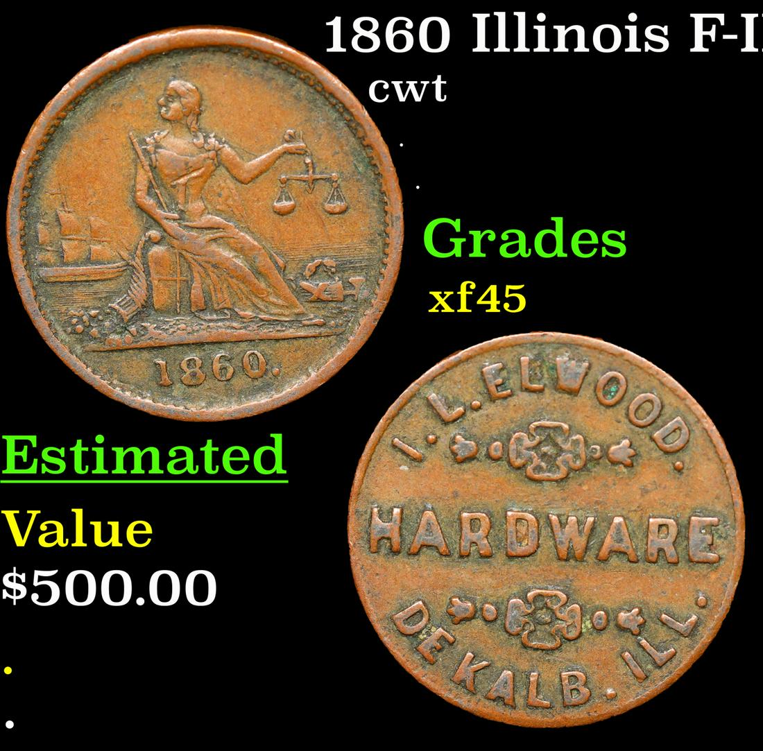 1860 Illinois F-IL-200-A-4a R-7 cwt Grades xf+ (1 of 3)