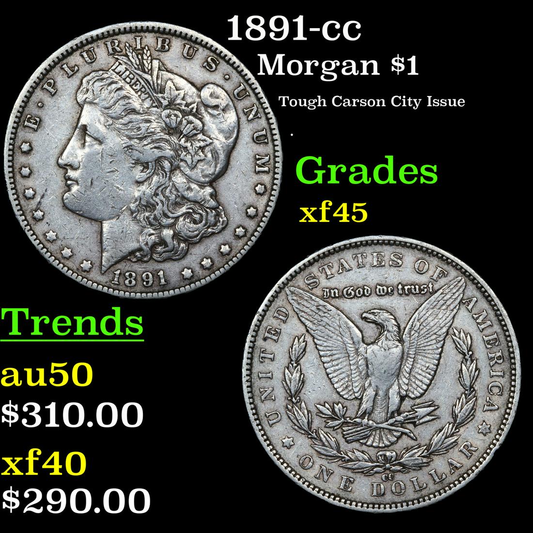 1891-cc Morgan $1 Grades xf+ (1 of 3)