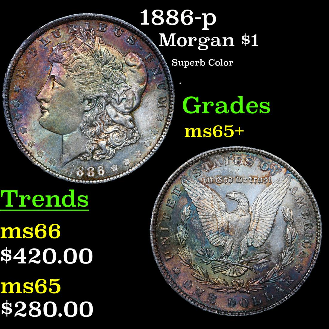 1886-p Morgan $1 Grades GEM+ Unc (1 of 3)