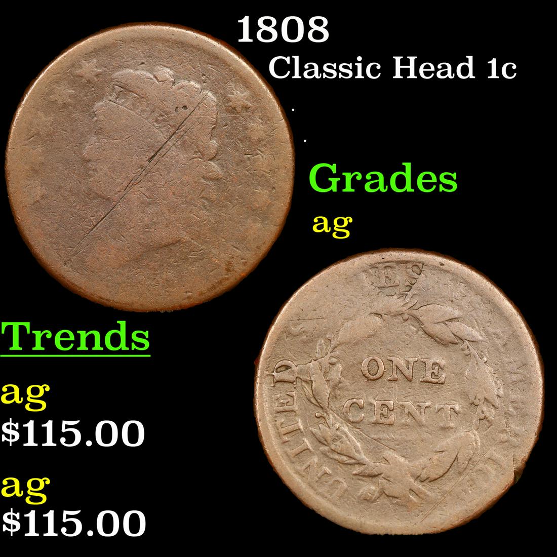 1808 Classic Head 1c Grades ag (1 of 3)