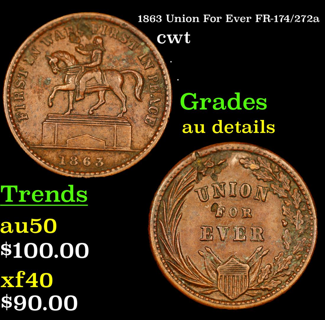 1863 Union For Ever FR-174/272a cwt Grades AU Details (1 of 3)
