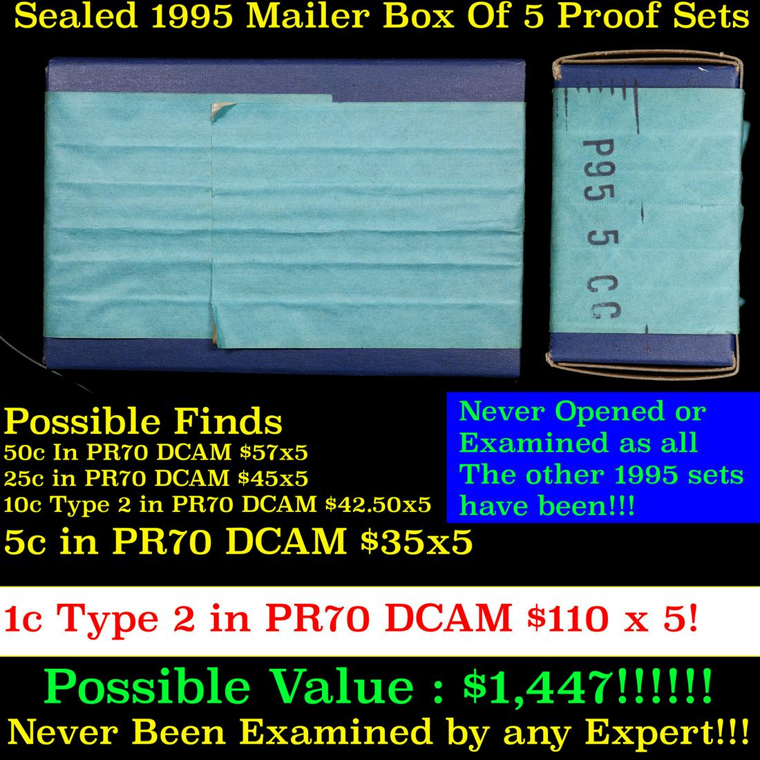 Original sealed box 5- 1995 United States Mint Proof Sets (1 of 3)