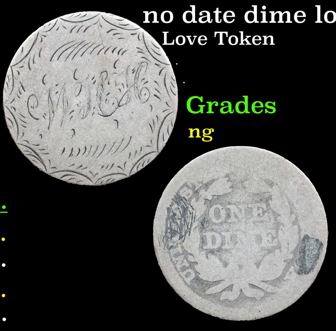 no date dime love token initals, M.H.H Love Token Grades ng: no date dime love token initals, M.H.H Love Token Grades ng. Love tokens are coins that were engraved after the minting process was complete. Generally, an artisan removed the words and images from th