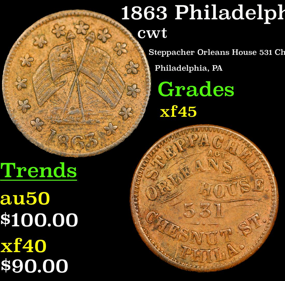 1863 Philadelphia FR-PA-750-S-1a R-3 cwt Grades xf+ (1 of 3)
