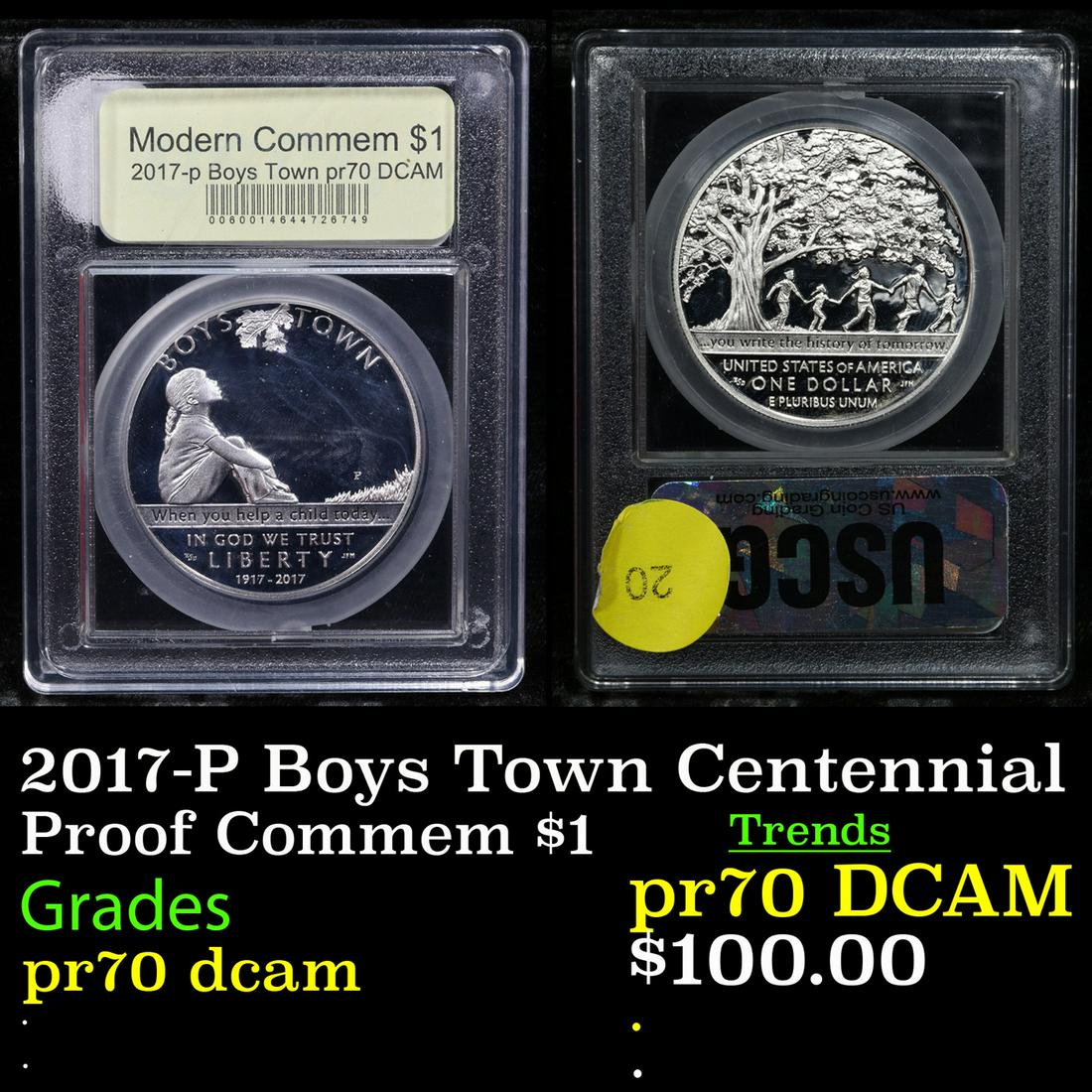 Proof 2017-P Boys Town Centennial Modern Commem Dollar $1 Graded GEM++ Proof Deep Cameo By USCG: 2017-P Boys Town Centennial Modern Commem Dollar $1 Graded GEM++ Proof Deep Cameo By USCG. The 1986 Statue of Liberty Commemorative Dollar was one of three commemorative coins issued to celebrate the