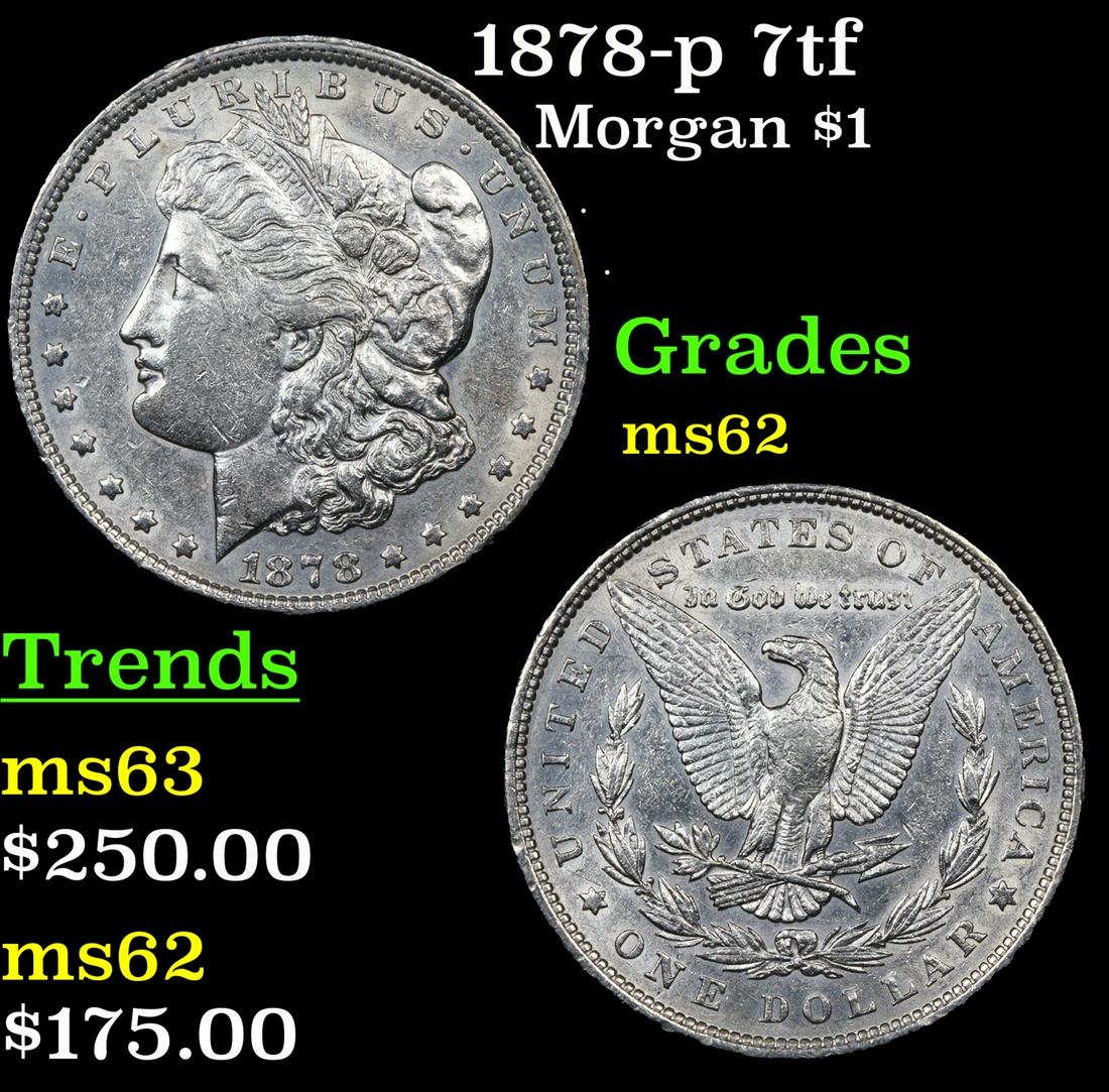 1878-p 7tf Morgan Dollar $1 Grades Select Unc (1 of 3)