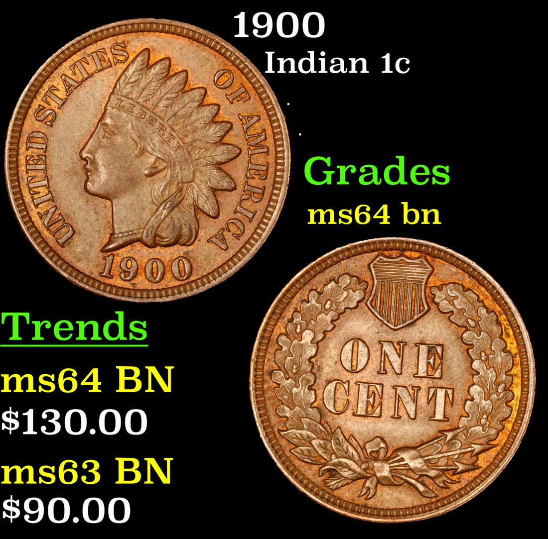 1900 Indian Cent 1c Grades Choice Unc BN (1 of 3)
