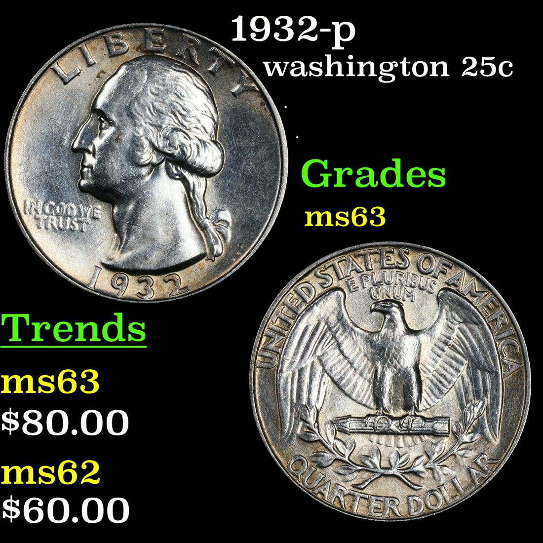 1932-p Washington Quarter 25c Grades Select Unc (1 of 3)