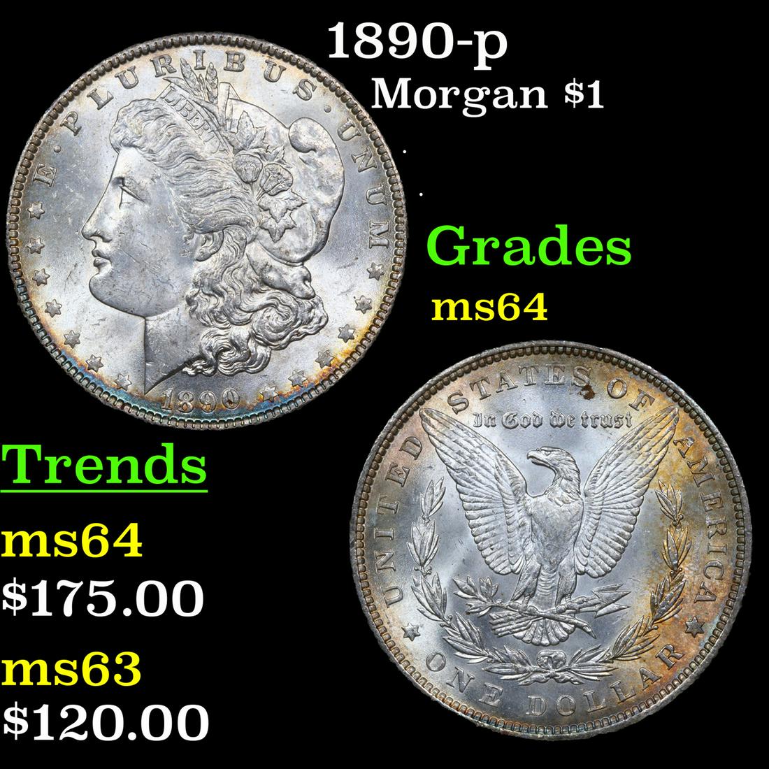 1890-p Morgan Dollar $1 Grades Choice Unc (1 of 3)