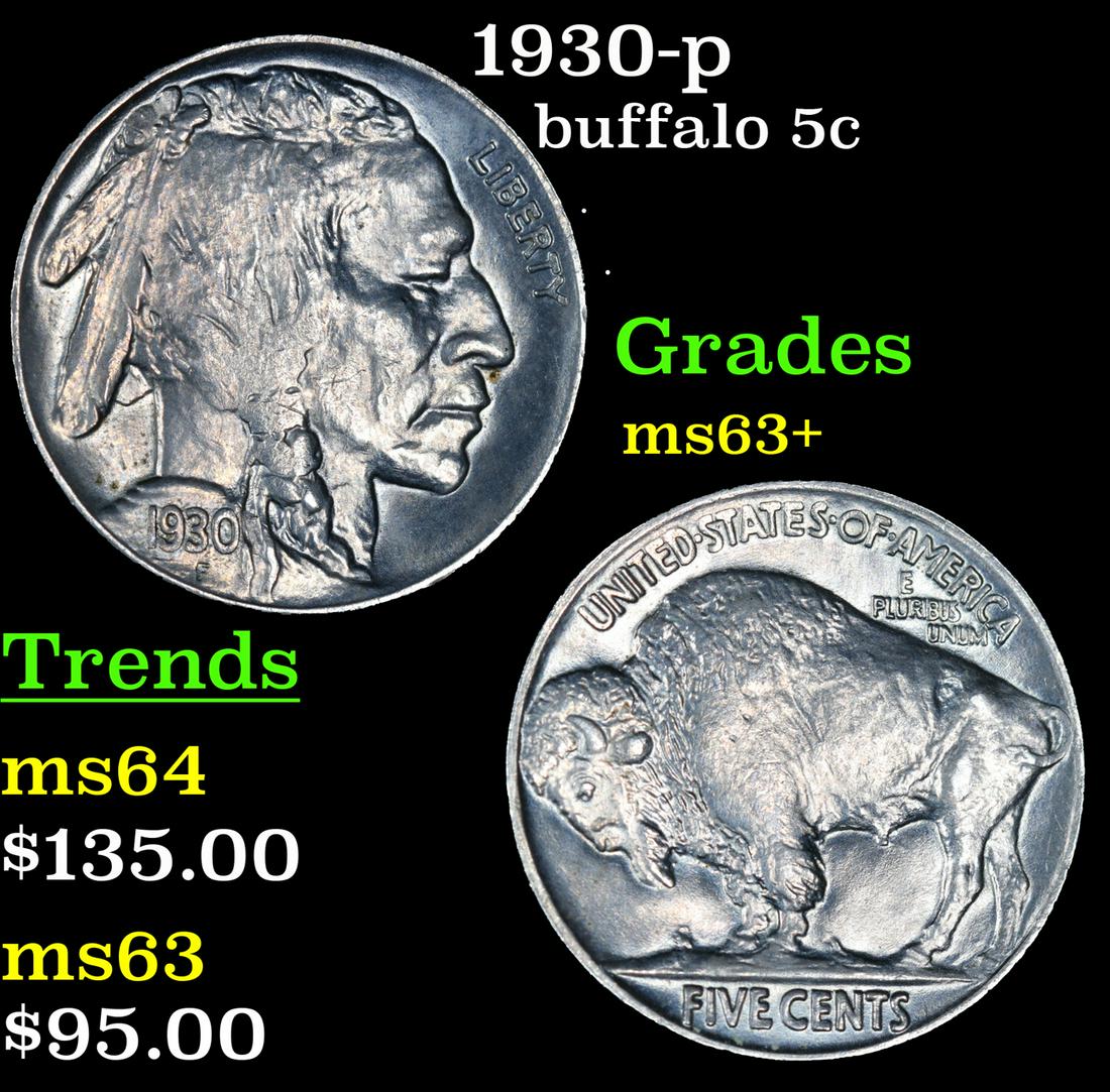 1930-p Buffalo Nickel 5c Grades Select+ Unc (1 of 3)