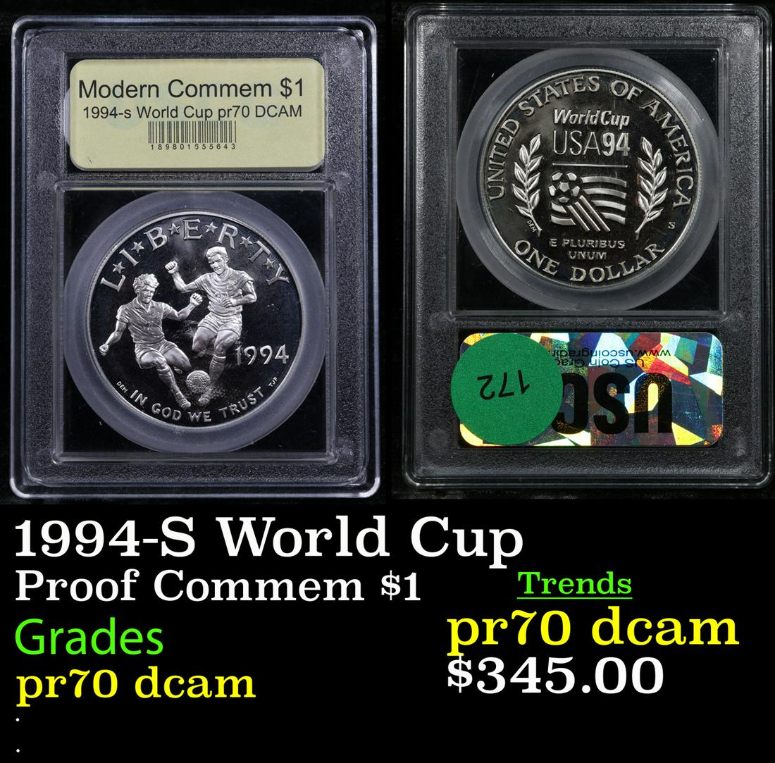 Proof 1994-S World Cup Modern Commem Dollar $1 Graded GEM++ Proof Deep Cameo By USCG (1 of 3)