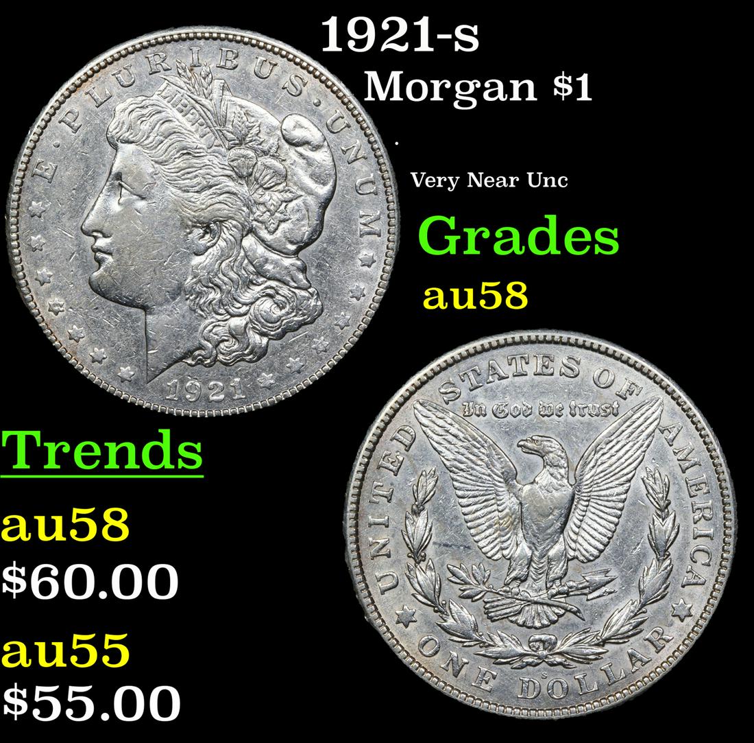 1921-s Morgan Dollar $1 Grades Choice AU/BU Slider (1 of 3)