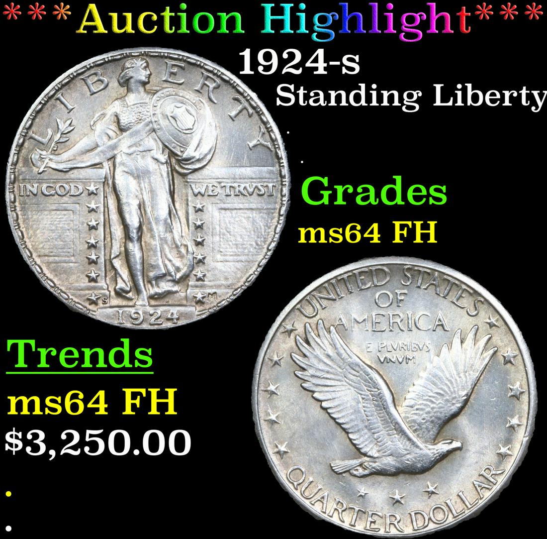 ***Auction Highlight*** 1924-s Standing Liberty Quarter 25c Graded ms64 FH By SEGS (fc) (1 of 6)