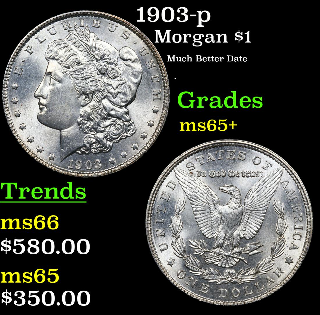 1903-p Morgan Dollar $1 Grades GEM+ Unc (1 of 3)
