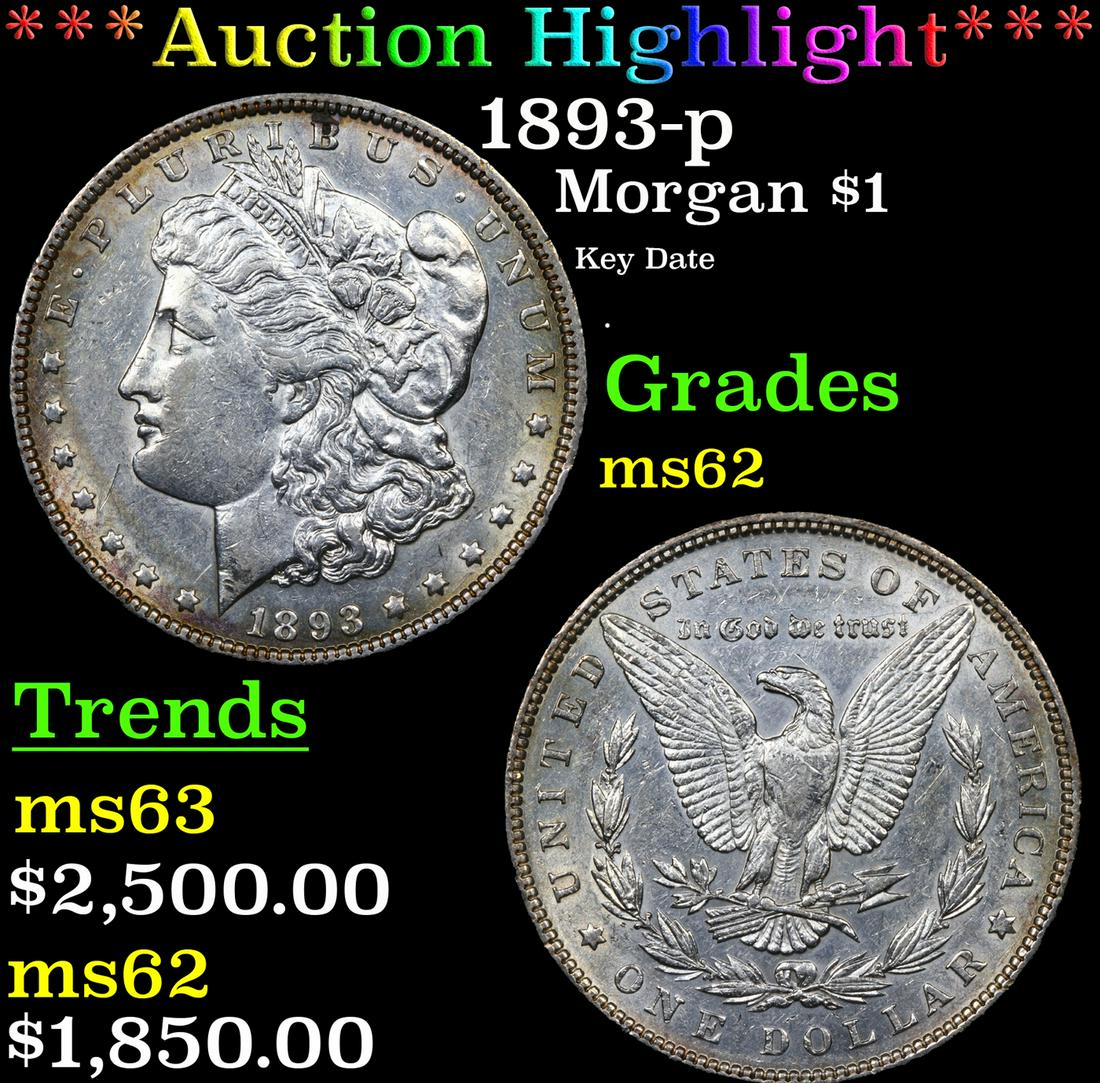 ***Auction Highlight*** 1893-p Morgan Dollar $1 Graded Select Unc By USCG (1 of 5)