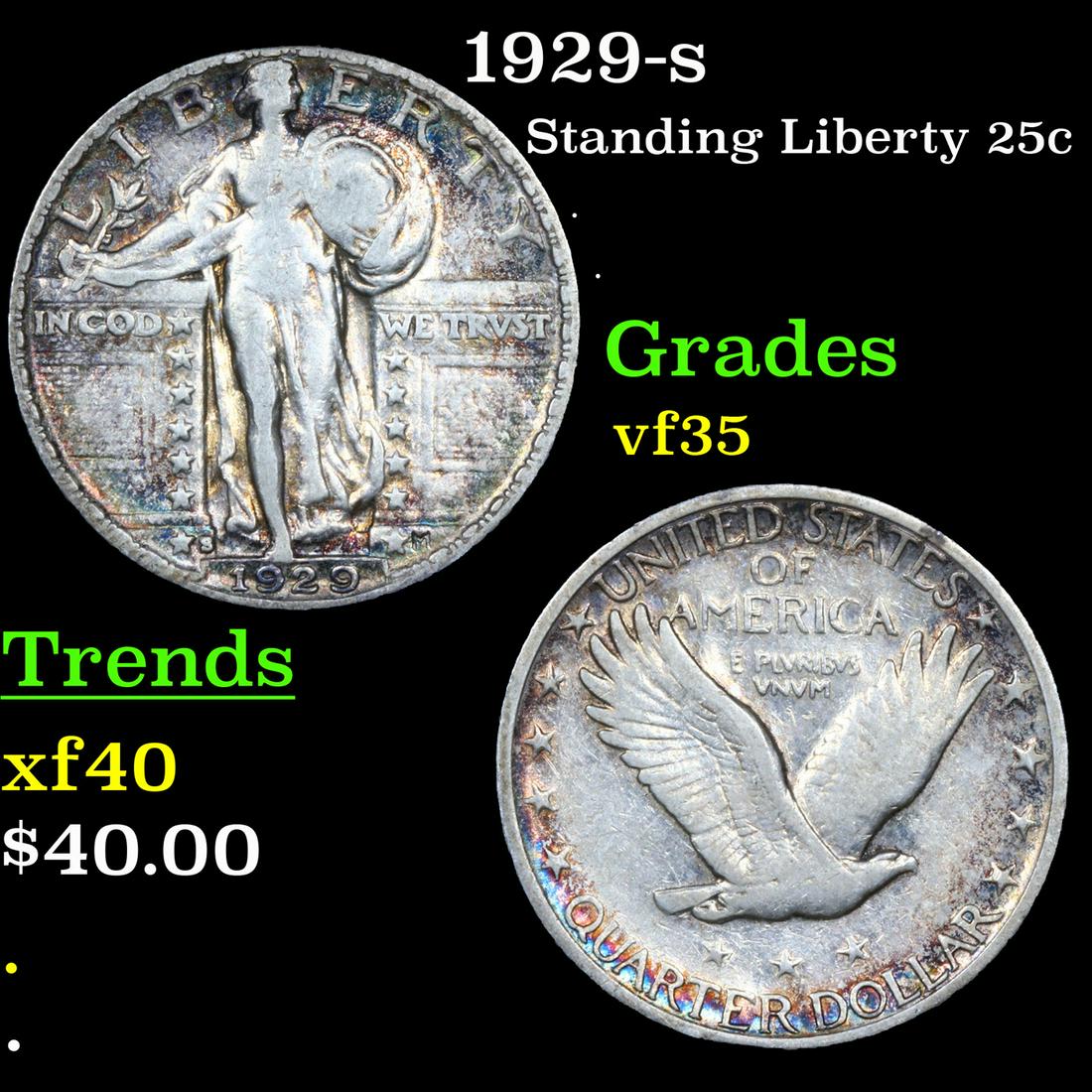 1929-s Standing Liberty Quarter 25c Grades vf++ (1 of 3)