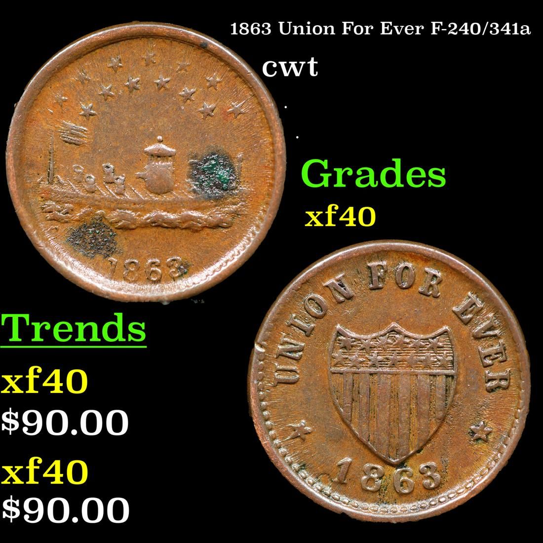 1863 Union For Ever Civil War Token F-240/341a 1c Grades xf (1 of 3)