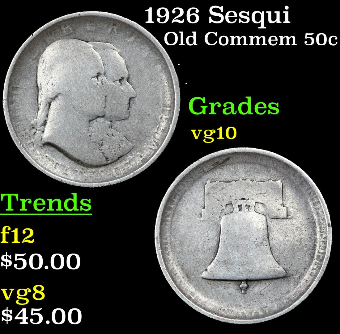 1926 Sesqui Old Commem Half Dollar 50c Grades vg+ (1 of 3)