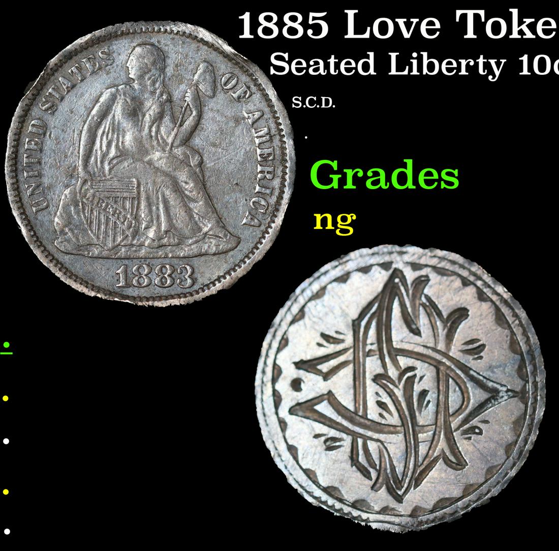 1883 Love Token on Seated Liberty 10c Grades NG (1 of 3)