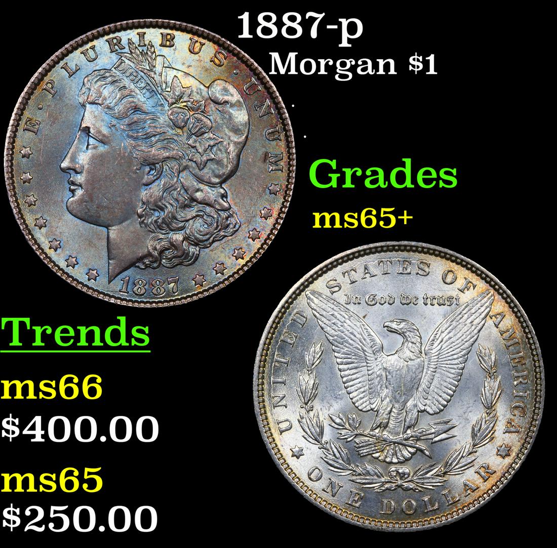 1887-p Morgan Dollar $1 Grades GEM+ Unc (1 of 3)