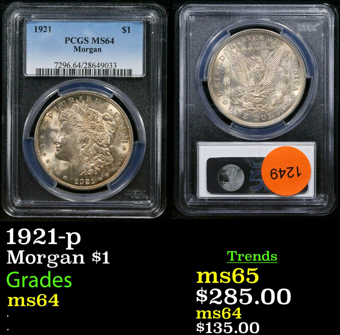 PCGS 1921-p Morgan Dollar $1 Graded ms64 By PCGS (1 of 3)