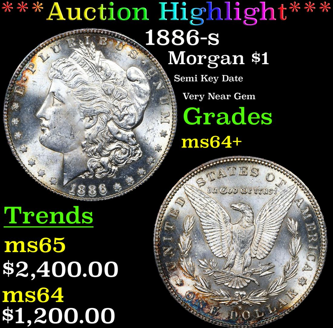 ***Auction Highlight*** 1886-s Morgan Dollar $1 Graded ms64+ By SEGS (fc) (1 of 5)
