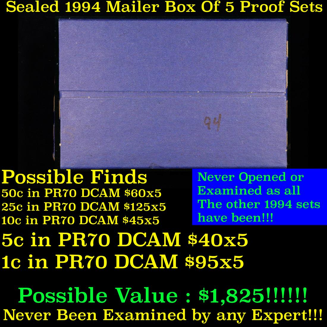 Original sealed box 5- 1994 United States Mint Proof Sets (1 of 2)