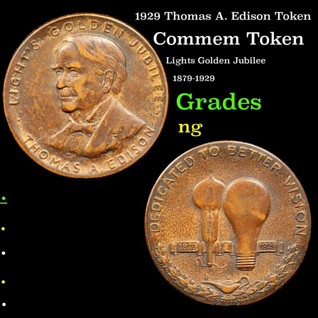 1929 Thomas A. Edison Token Grades ng (1 of 3)