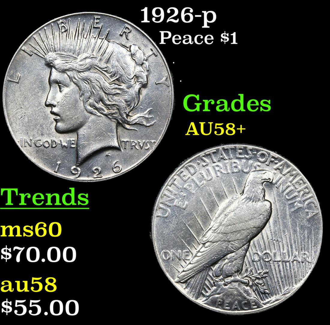 1926-p Peace Dollar $1 Grades Choice AU/BU Slider+ (1 of 3)