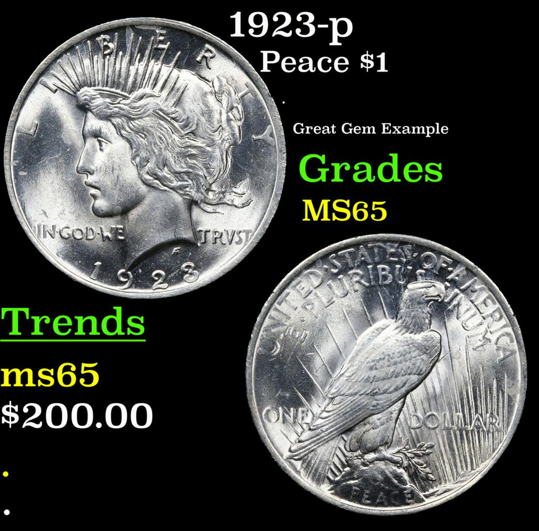 1923-p Peace Dollar $1 Grades GEM Unc (1 of 3)