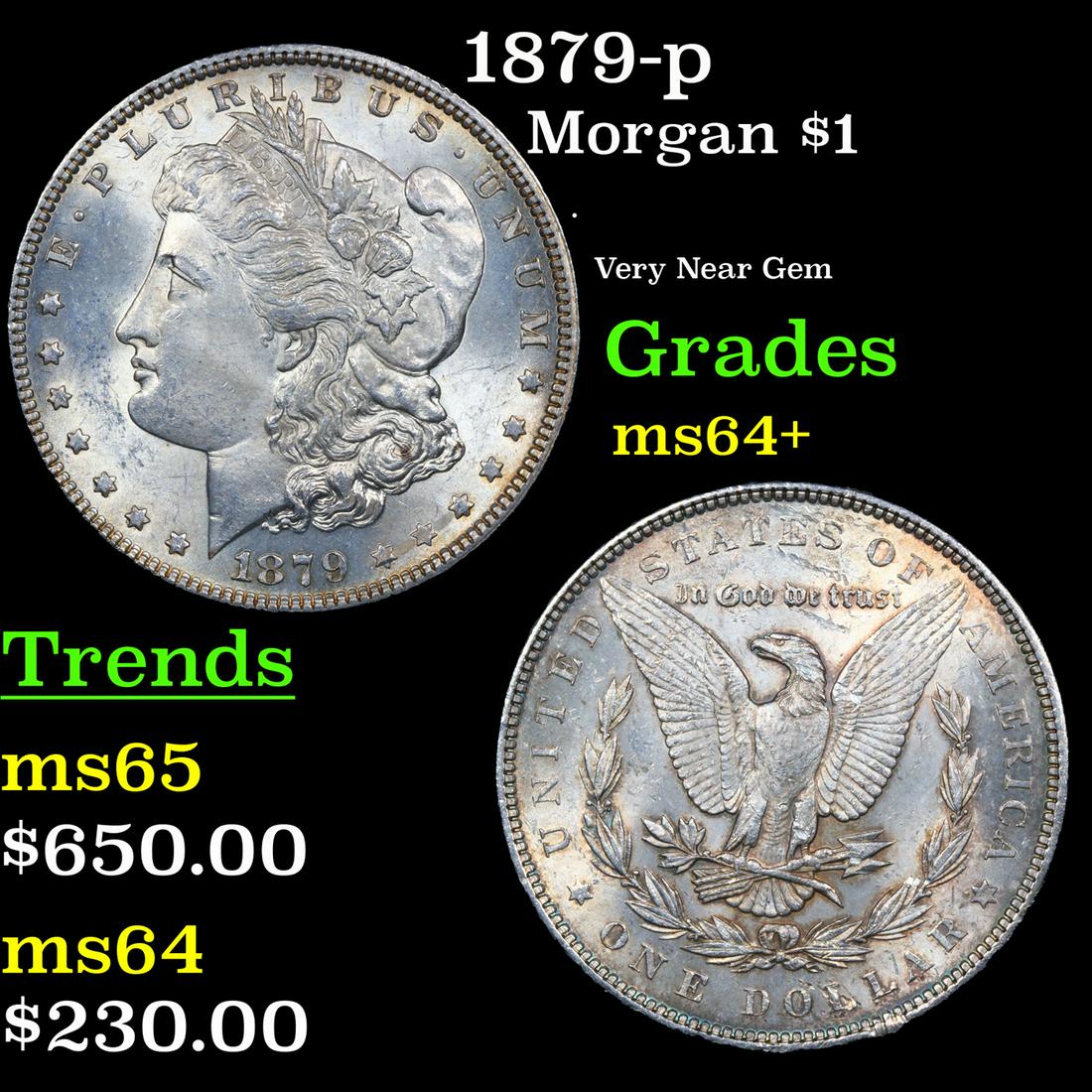 1879-p Morgan Dollar $1 Grades Choice+ Unc (1 of 3)