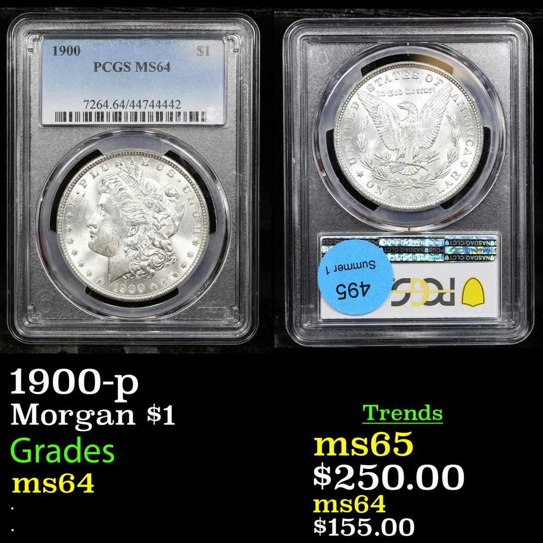 PCGS 1900-p Morgan Dollar $1 Graded ms64 By PCGS (1 of 3)