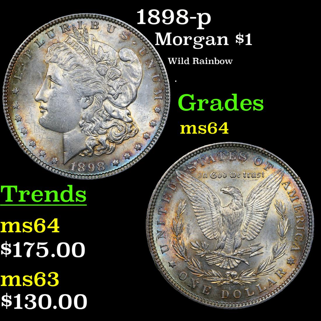 1898-p Morgan Dollar $1 Grades Choice Unc (1 of 3)